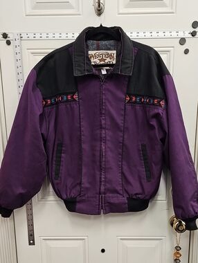 Purple & Black Men's Bomber Jacket, Vintage